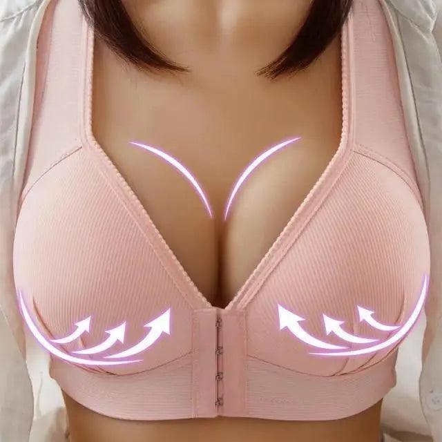 Sujetador cómodo sin costuras para mujer, a la moda, con realce, sin aros, lencería, bralette de copa completa, ropa interior de algodón, sujetador con cierre frontal.