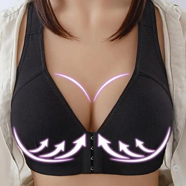 Sujetador cómodo sin costuras para mujer, a la moda, con realce, sin aros, lencería, bralette de copa completa, ropa interior de algodón, sujetador con cierre frontal.