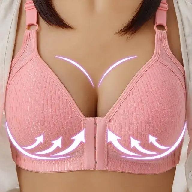 Sujetador cómodo sin costuras para mujer, a la moda, con realce, sin aros, lencería, bralette de copa completa, ropa interior de algodón, sujetador con cierre frontal.