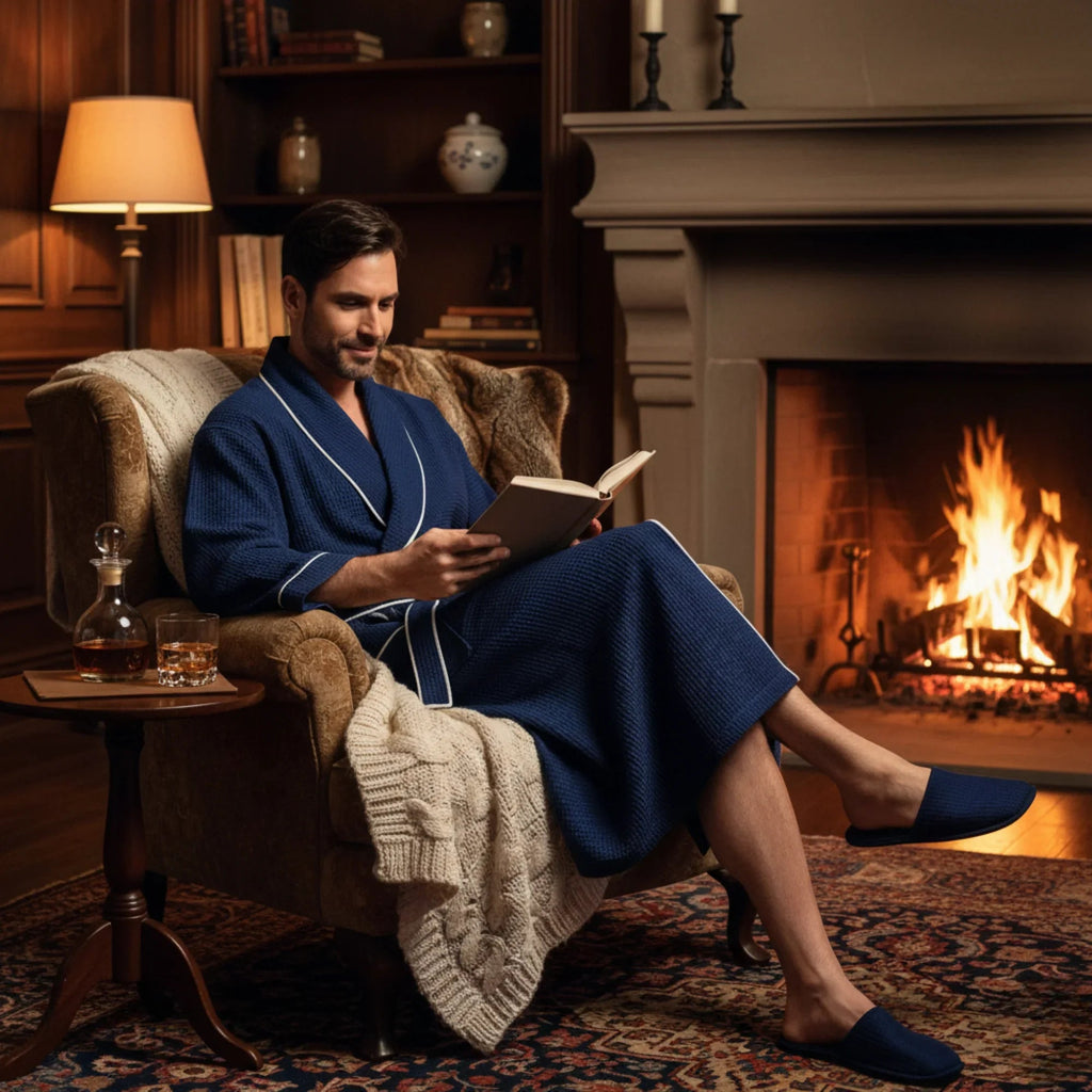 Premium Waffle Piping Robe for Men