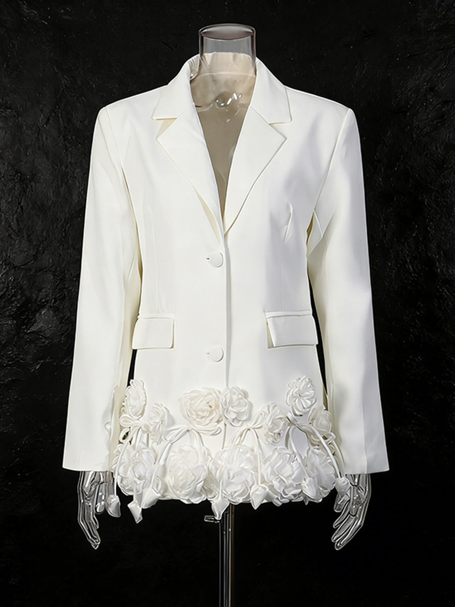 Women's Elegant 3D Floral Loose-Fit Blazer – Regular Length