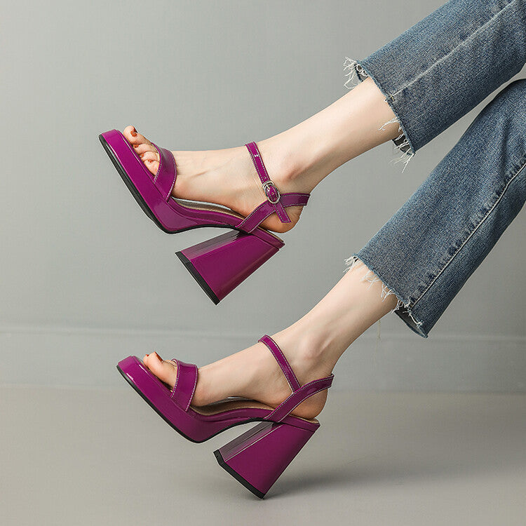 Women's Round Toe Chunky Heel Sandals – Buckle Strap Block Heel