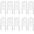 10Pcs Decorative Garden Fence Rustproof Iron Wire Arched Fence Animal Barrier Border 12.59” Width 23.93” Length For Yard Landscape Patio Outdoor Decor