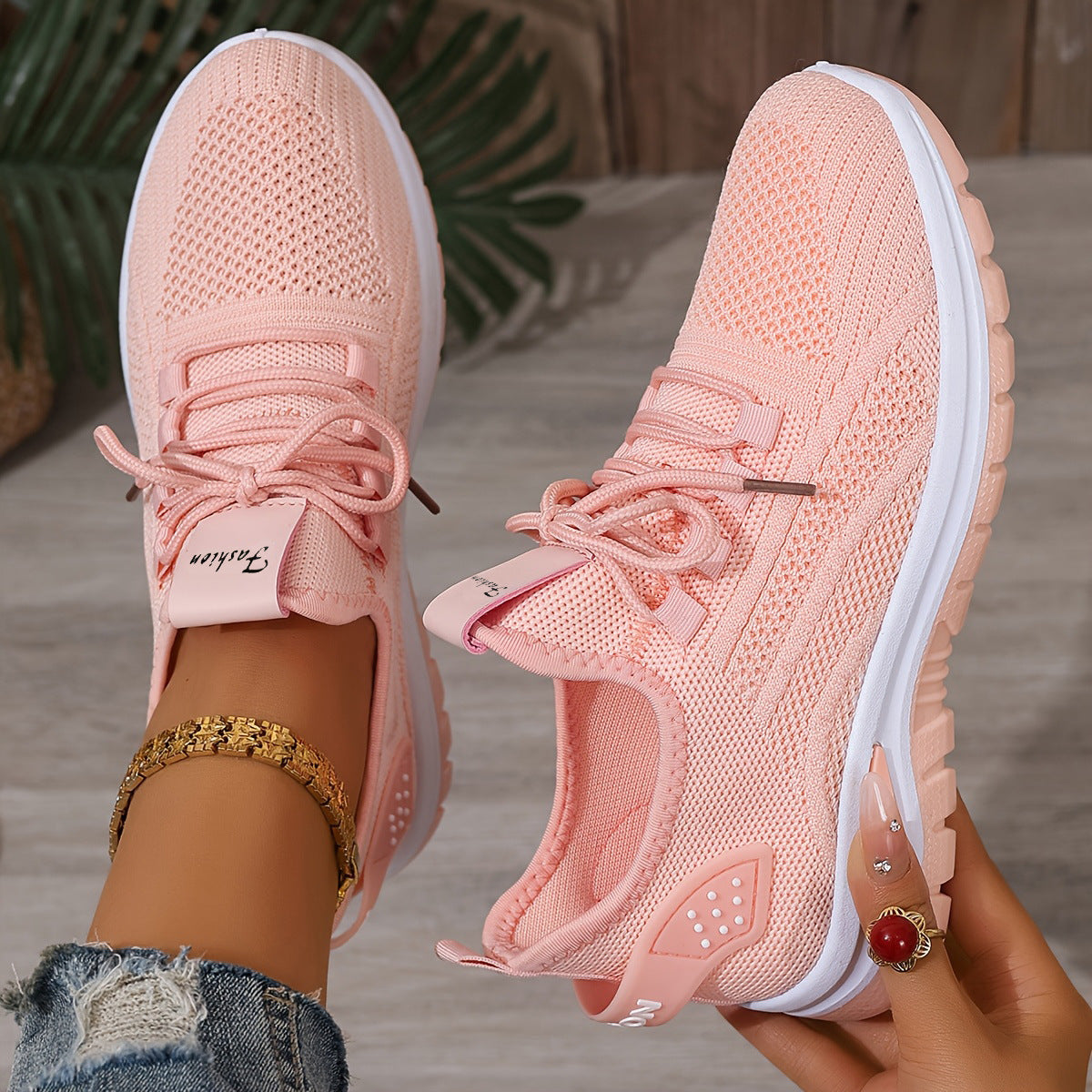 Zapatillas de malla informales de moda para mujer Flying Woven