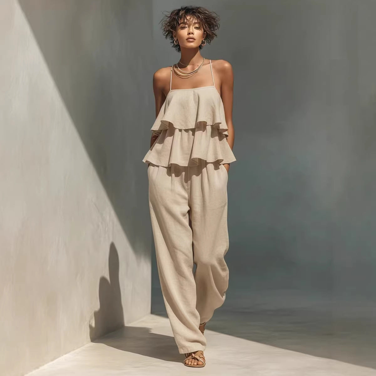 Women's Sleeveless Camisole Top & Casual Pants Set