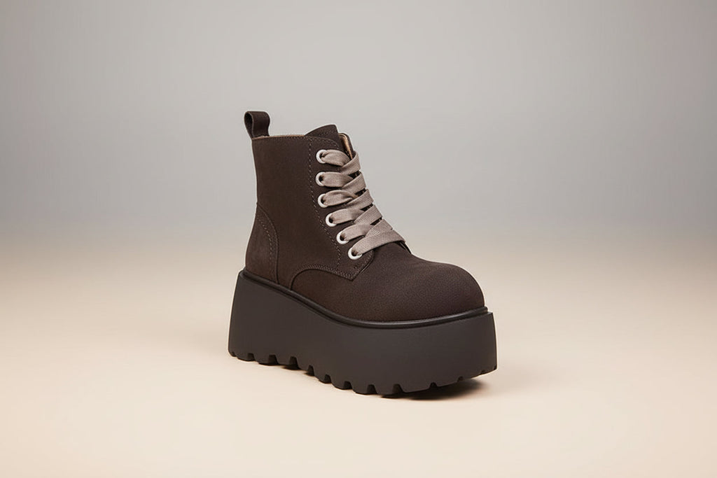 Women’s Chunky Sole Lace-Up Boots – Vintage Style