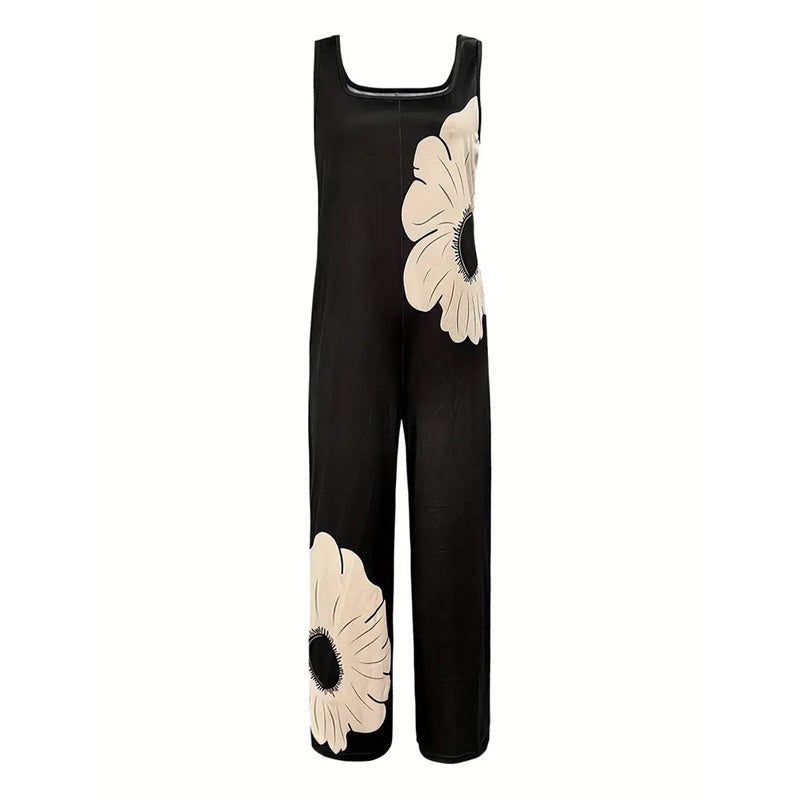 Women’s Square-Neck Floral Sleeveless Jumpsuit