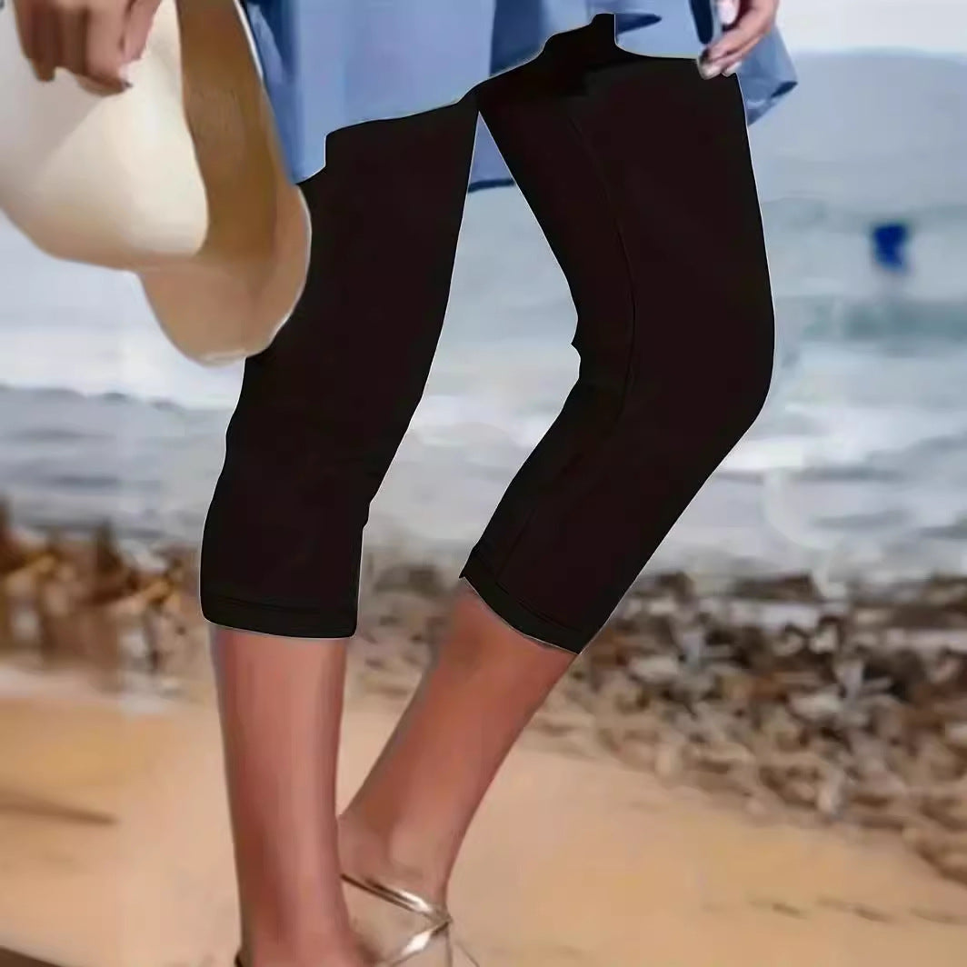 Women’s Slim Fit Cropped Leggings – High Elasticity Tight Pants