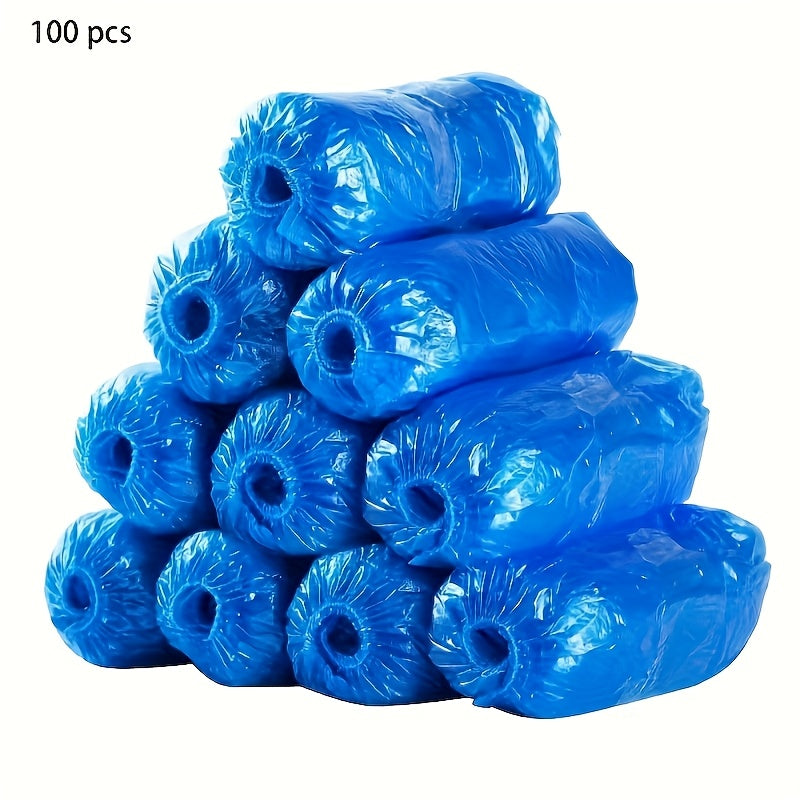 Paquete de 100: Cubrezapatos de plástico desechables – Impermeables y antideslizantes