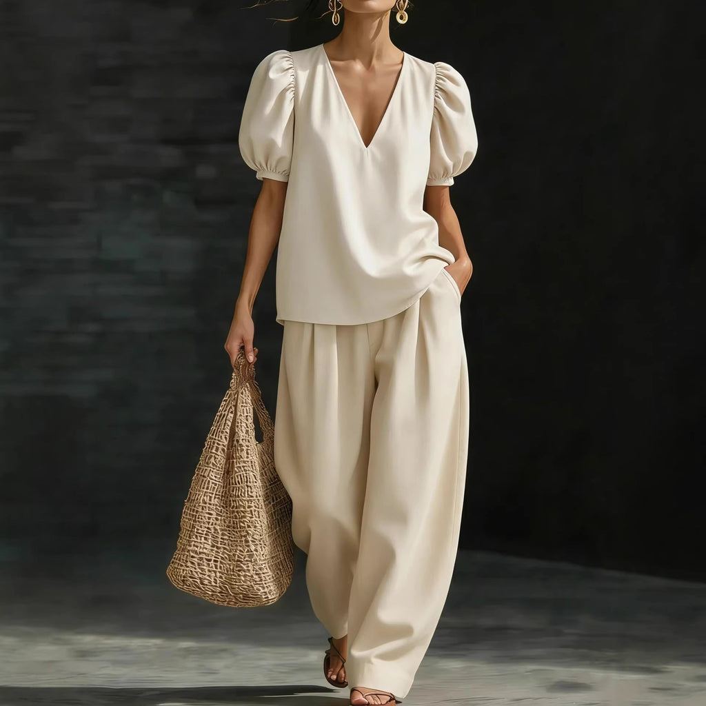Women’s V-Neck Casual Two Piece Set