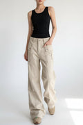 Women’s Straight Leg Slightly Flared Washed Casual Pants