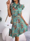 🌸 Dignified Flowers Lace-Up Waist Pleated Maxi Skirt