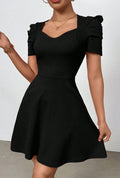 Women's Boat Neck High-Waist Mini Dress – Zipper Patchwork