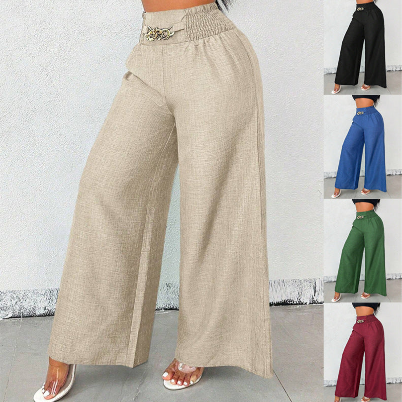 Women's High-Waist Drapey Wide-Leg Pants | Elastic Drawstring 5 Colors
