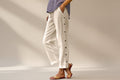 Cropped Pants With Decorative Buttons Along the Side Seams