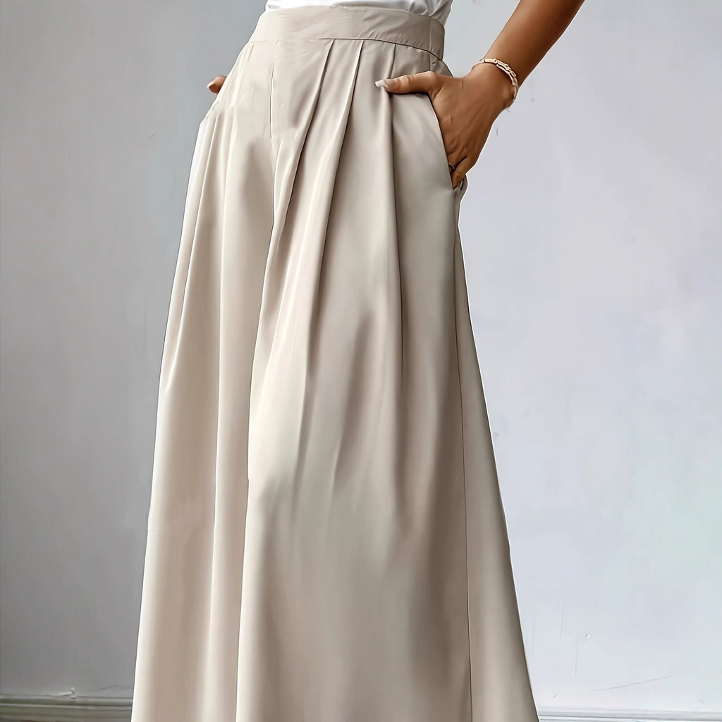 Women's High-Waist Pleated Wide-Leg Pants – Relaxed Bohemian Linen