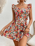 Women's Sleeveless Square Neck Printed Boho Jumpsuit