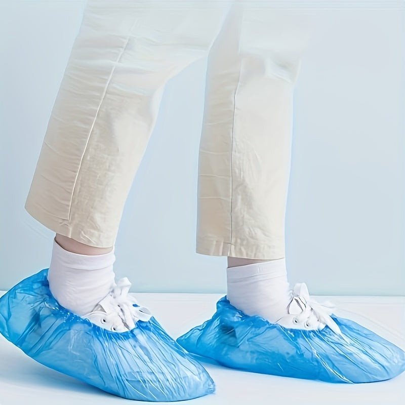 Paquete de 100: Cubrezapatos de plástico desechables – Impermeables y antideslizantes