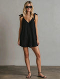 Women's V-Neck Sleeveless Jumpsuit – Cardigan Strap Cropped Straight-Leg