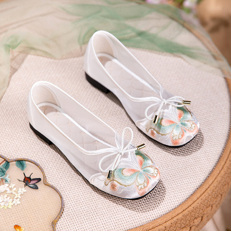Women's Butterfly Embroidered Mesh Flats – Bow Tie Breathable Shoes