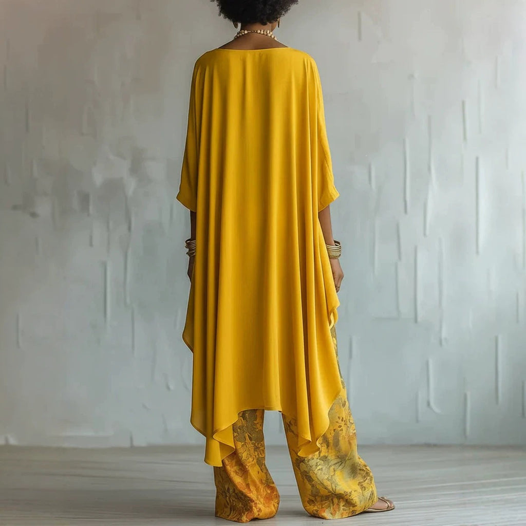 Solid Color Sleeveless Top & Wide-Leg Pants Two-Piece Set