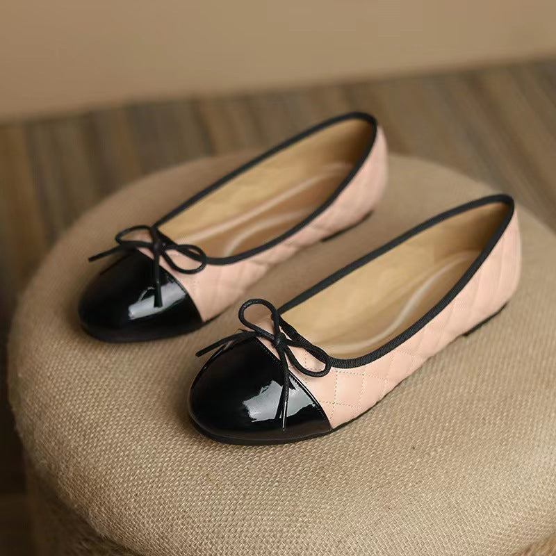 Women's Classic Egg-Roll Edge Slip-On Flats – Chanel-Inspired Round Toe Pumps