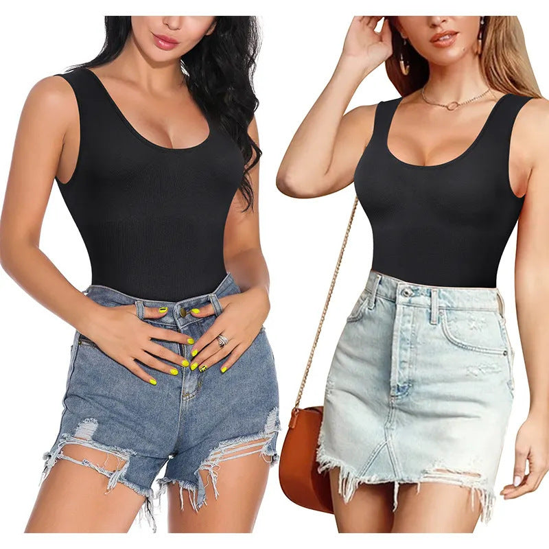 Plus Size Camisole Shapewear Bodysuit – Tummy Control Butt Lift Breast Support Open-Crotch Body Shaper for Women