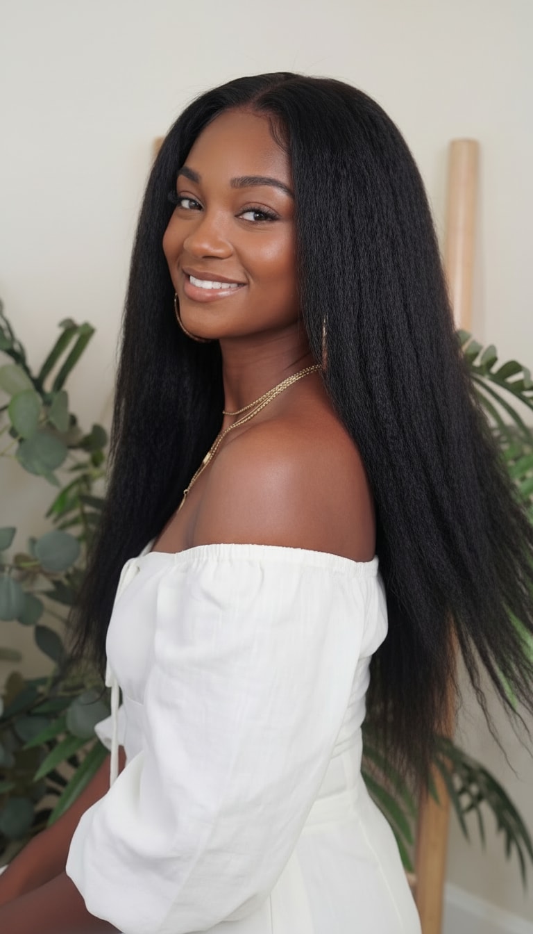Paquete de cabello liso con textura afro rizada para coser