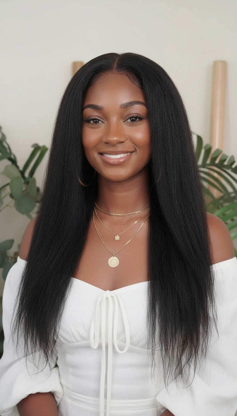 Paquete de cabello liso con textura afro rizada para coser