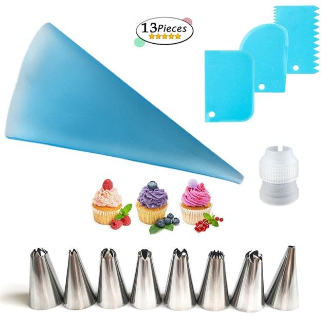 Herramientas de silicona para decoración de tartas, accesorios de cocina para hornear, manga pastelera para hornear, manga pastelera y boquillas, suministros para decoración de tartas, herramienta para decorar tartas