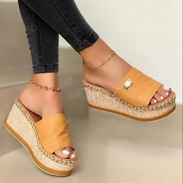 Zapatillas de verano para mujer, zapatillas de plataforma, zapatos de moda de tacón alto, sandalias de playa al aire libre para mujer, sandalias de plataforma, tacones elegantes de punta abierta, sandalias casuales de verano
