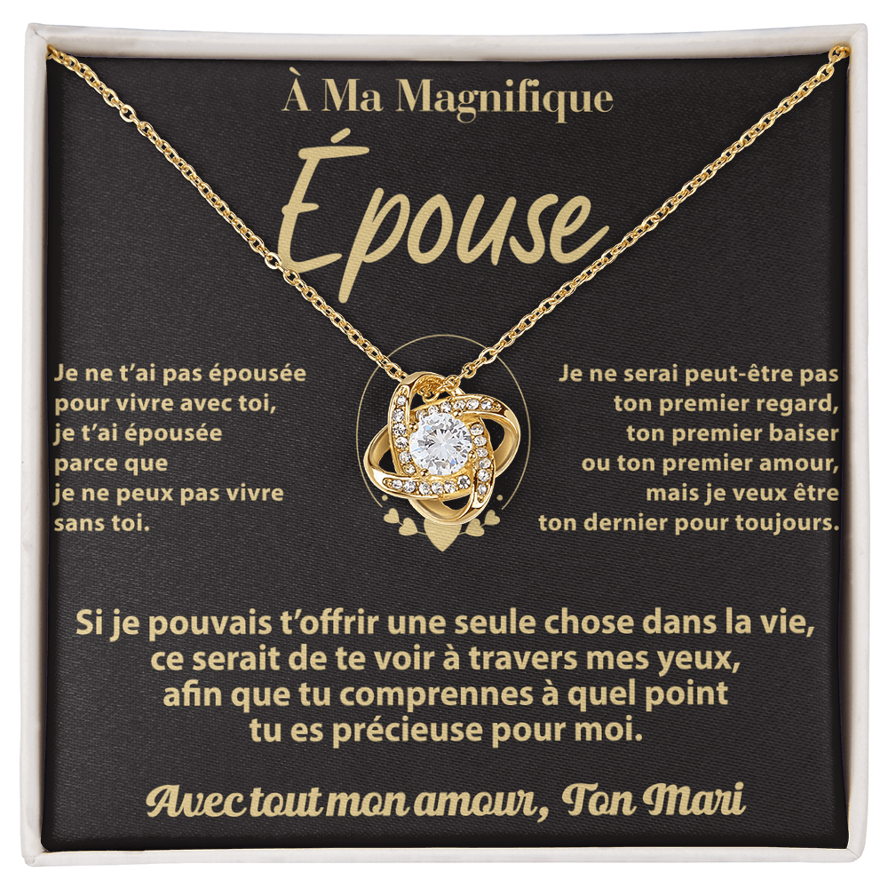 A MI ESPOSA DE PARTE DE SU ESPOSO – COLLAR - Premium Love Knot Necklace (SKUJ12-177)