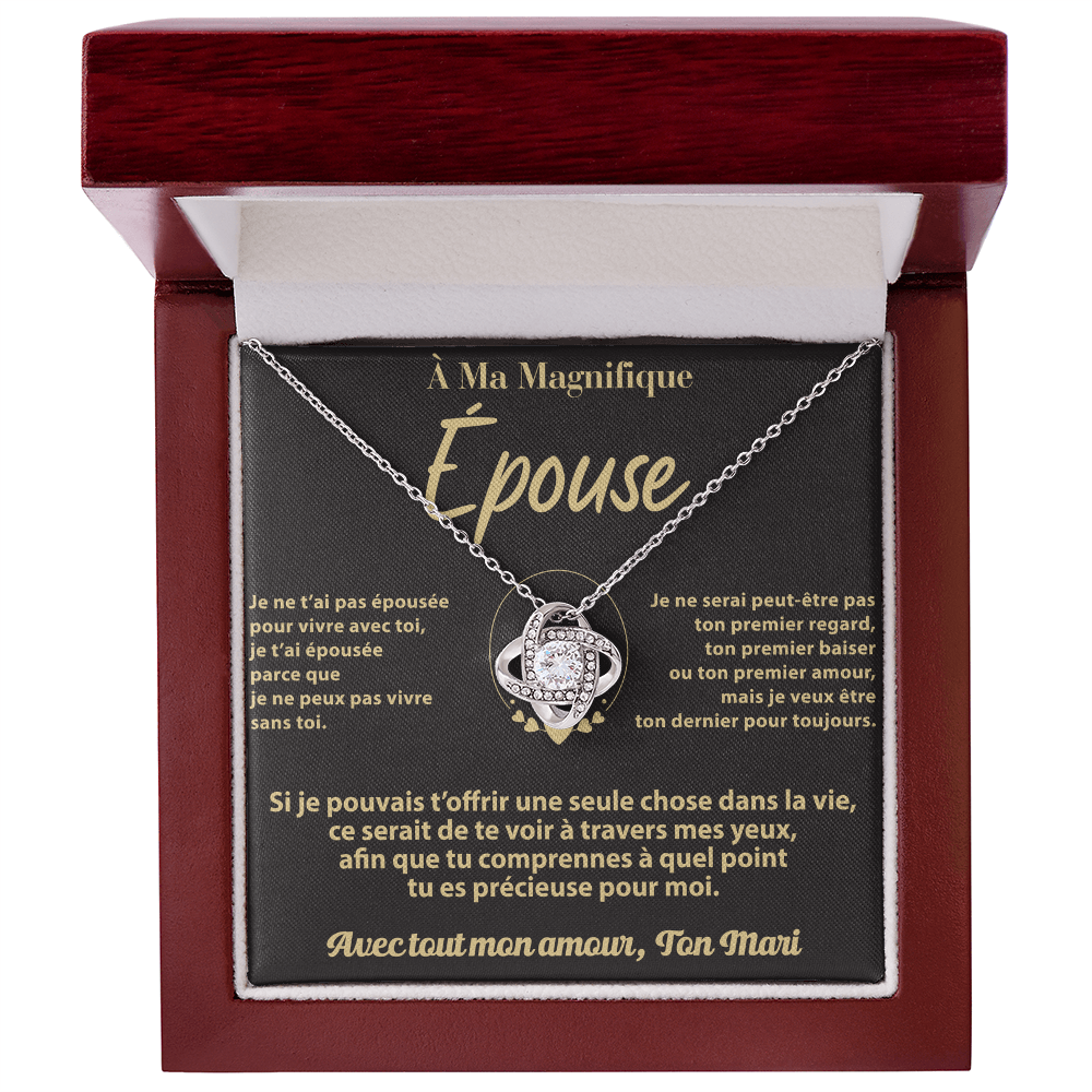 A MI ESPOSA DE PARTE DE SU ESPOSO – COLLAR - Premium Love Knot Necklace (SKUJ12-177)