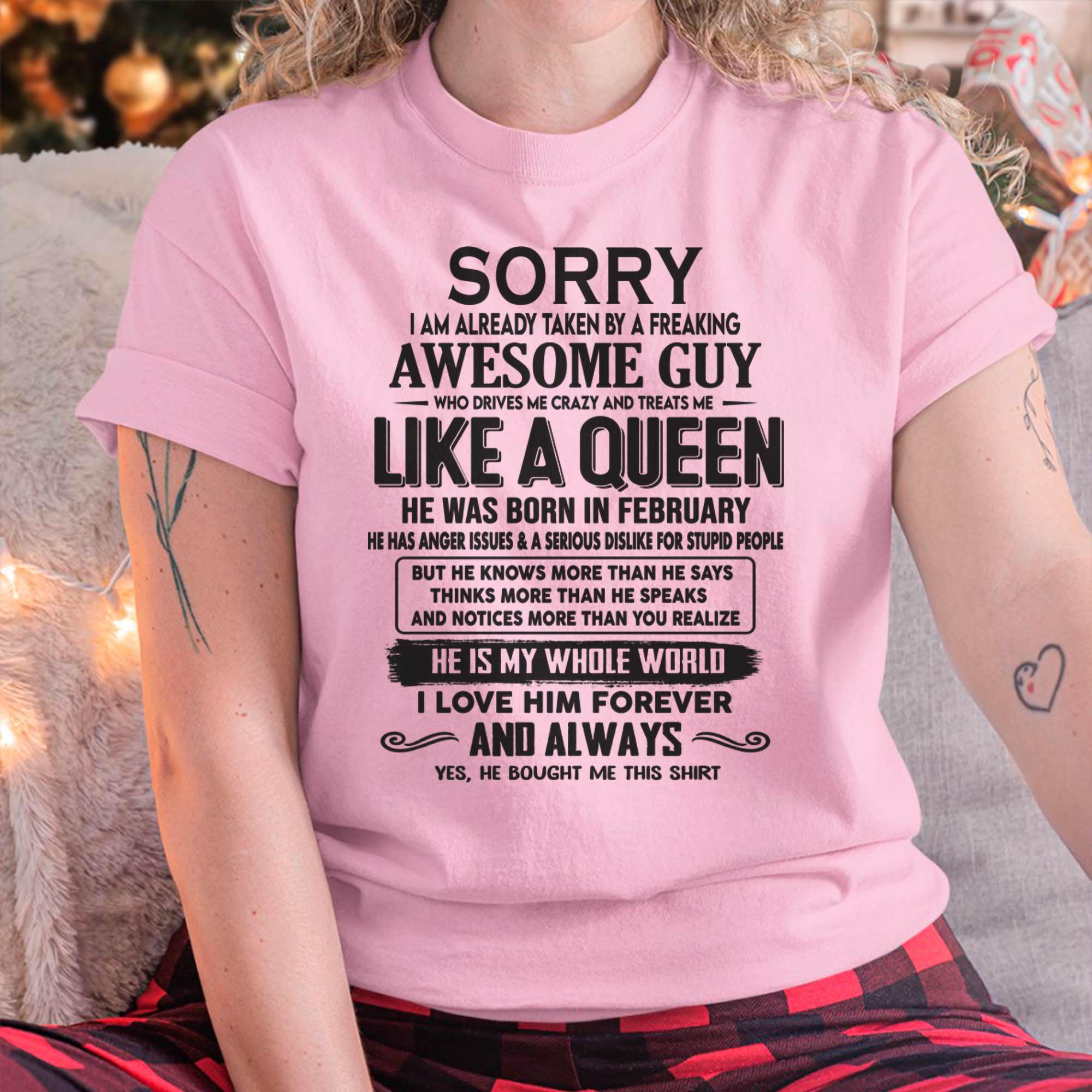 February - Sorry I am already taken by a freaking awesome guy - Gift for Wife From Husband - NGHL02 (SKU08-25-02)