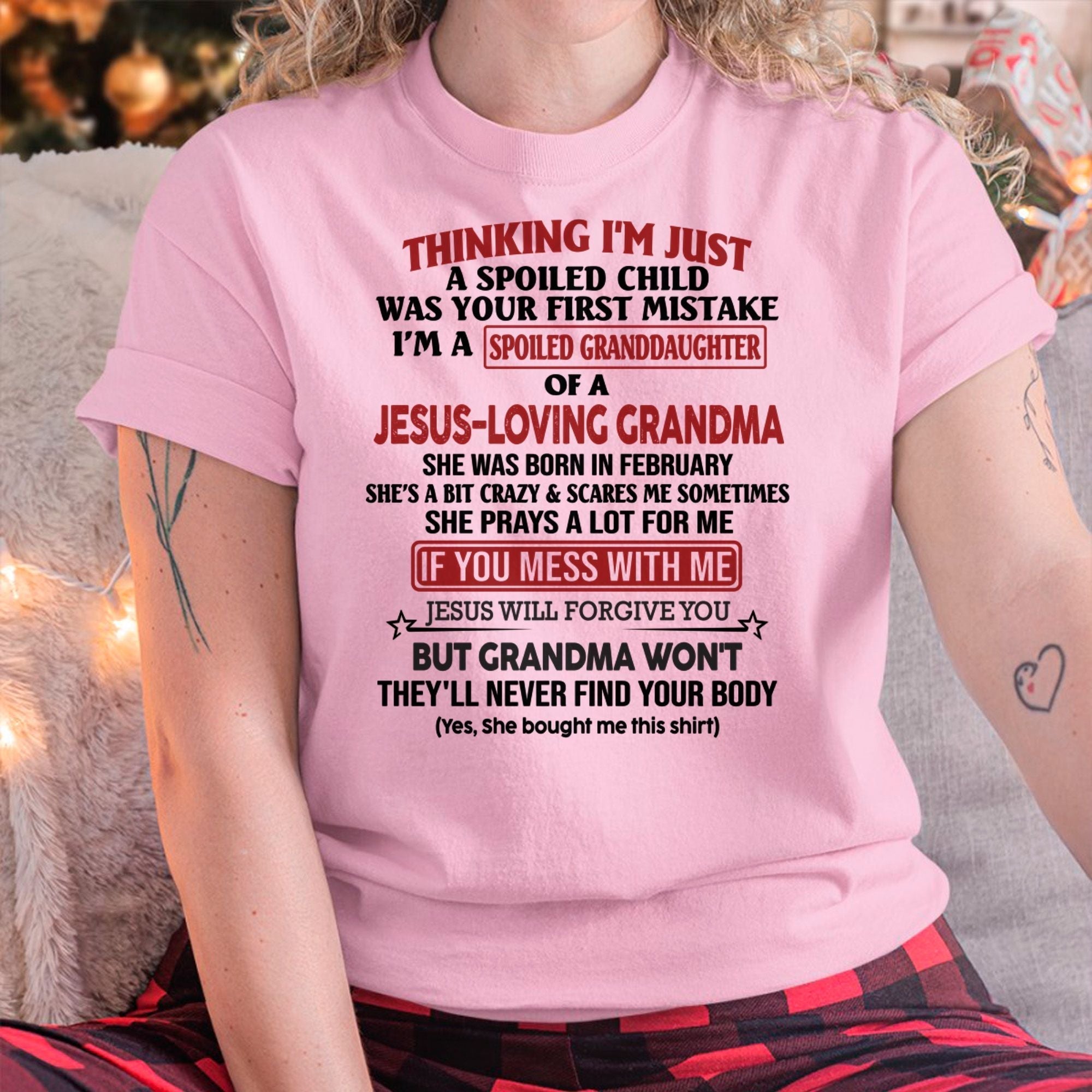 Camiseta de niña cristiana – Consentida por la abuela edición de febrero – De la abuela a la nieta NGHL02 (SKU07-181-02)