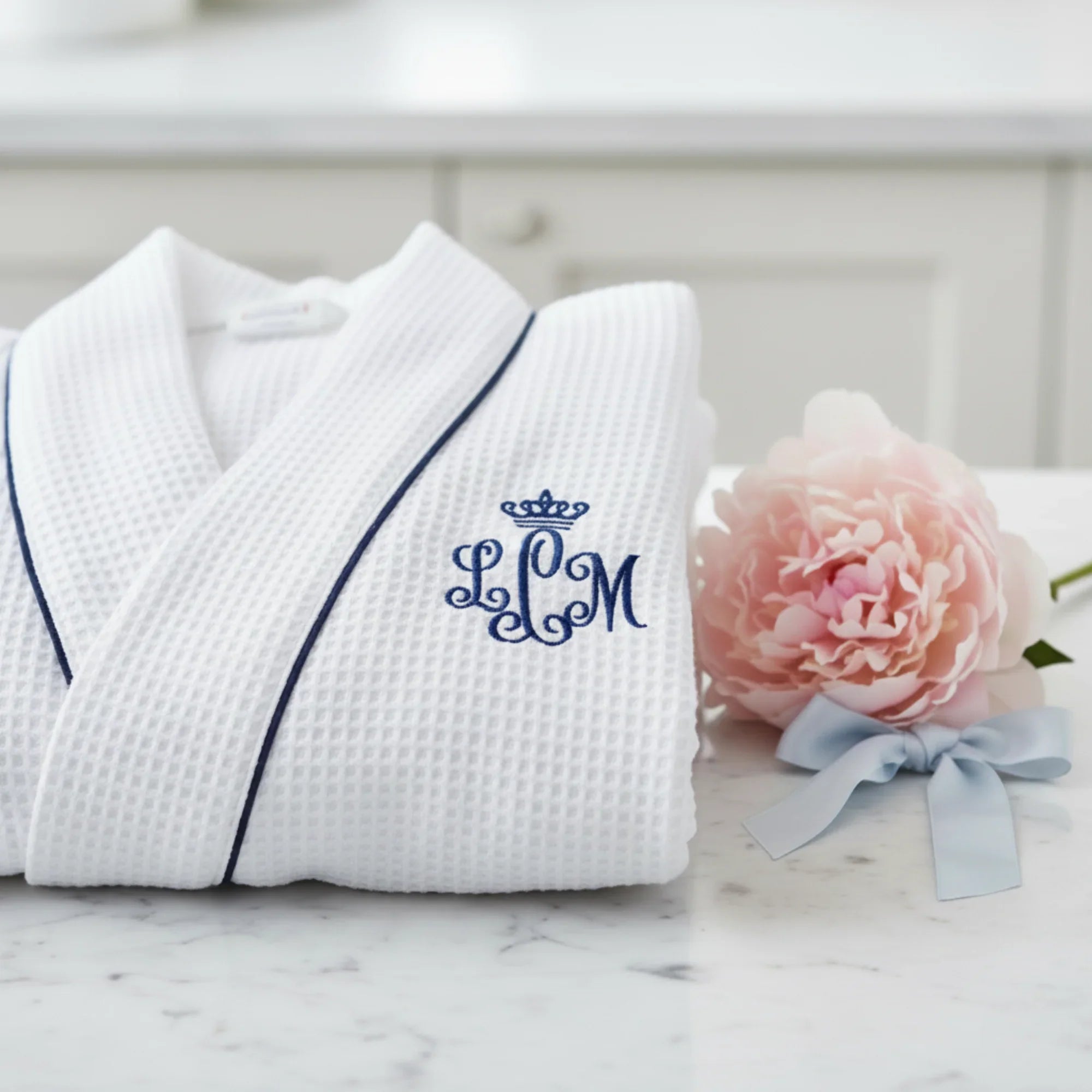 Knee-Length Waffle Robe for Women