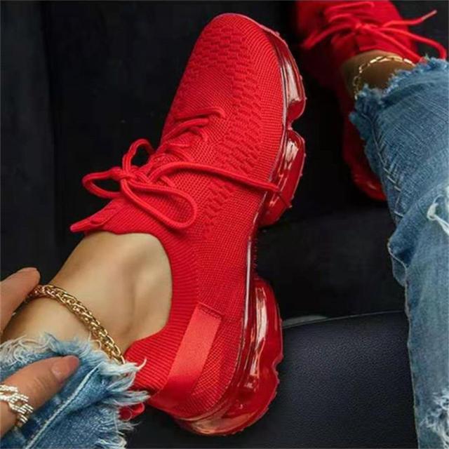 Zapatillas de deporte modernas para mujer con cordones, amortiguación, para correr, deportivas, para exteriores, zapatillas deportivas de primavera y verano, con amortiguación, planas, de entrenamiento, transpirables