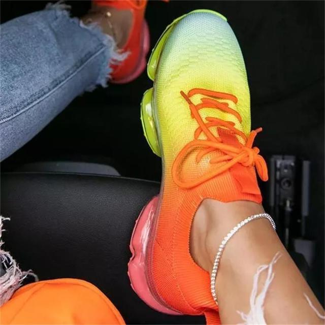 Zapatillas de deporte modernas para mujer con cordones, amortiguación, para correr, deportivas, para exteriores, zapatillas deportivas de primavera y verano, con amortiguación, planas, de entrenamiento, transpirables