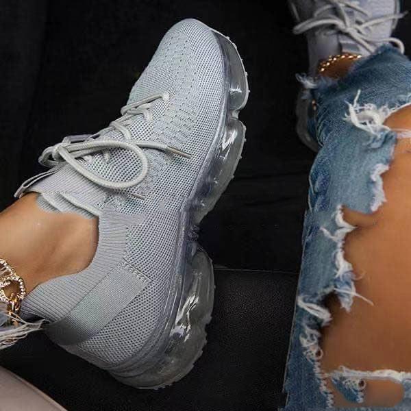 Zapatillas de deporte modernas para mujer con cordones, amortiguación, para correr, deportivas, para exteriores, zapatillas deportivas de primavera y verano, con amortiguación, planas, de entrenamiento, transpirables