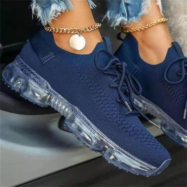 Zapatillas de deporte modernas para mujer con cordones, amortiguación, para correr, deportivas, para exteriores, zapatillas deportivas de primavera y verano, con amortiguación, planas, de entrenamiento, transpirables