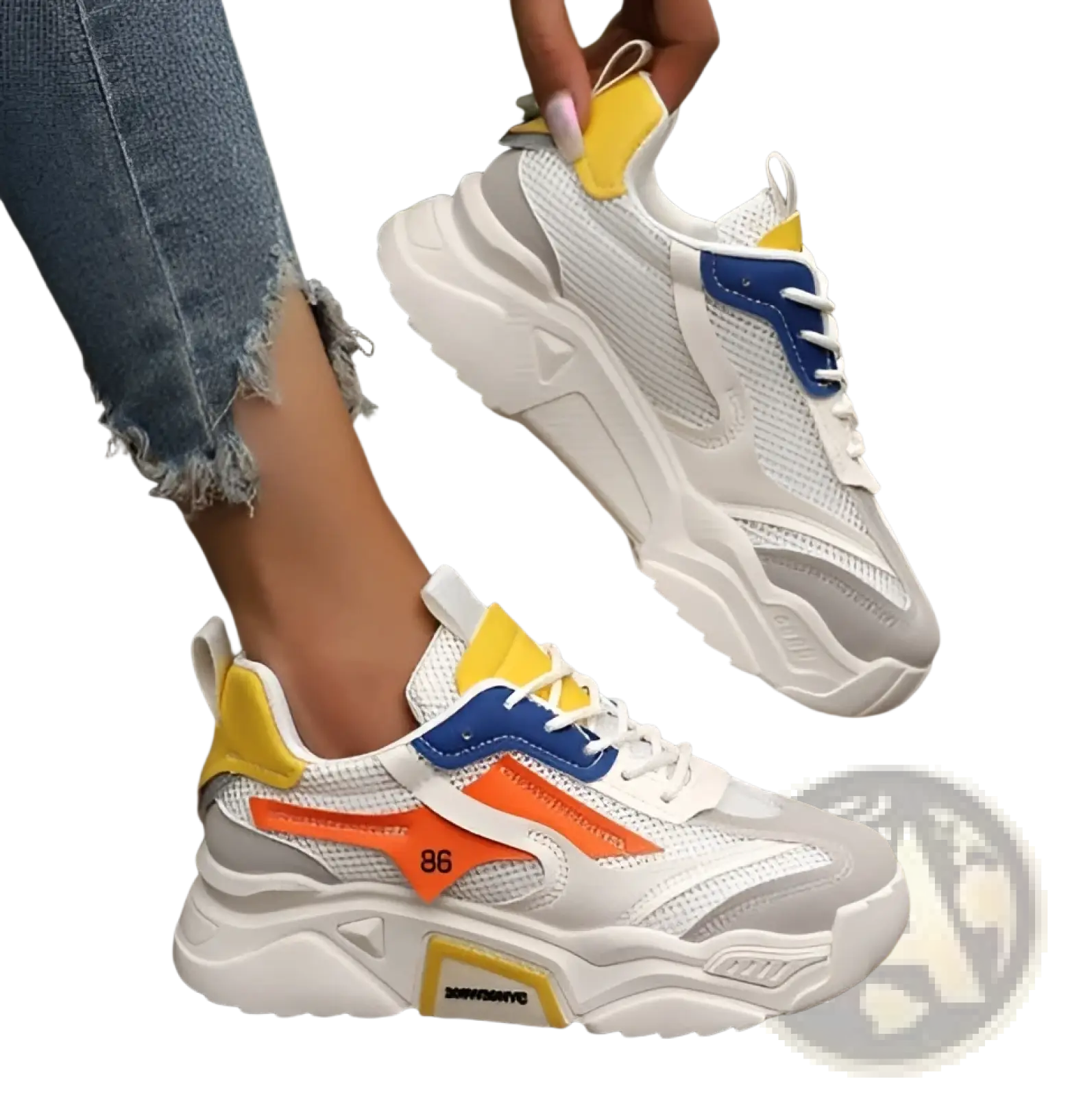 Womens Mesh Platform Sneakers Breathable Chunky Shoes